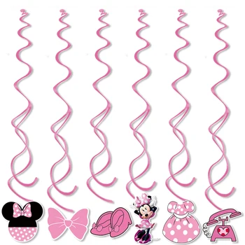 Cor-de-rosa de Minnie Mouse Espiral Fornecimentos de Terceiros Espiral Enfeite Decoração do Bolo para Menina Bebê Criança Festa de Aniversário, Decoração de chá de Bebê Decoração