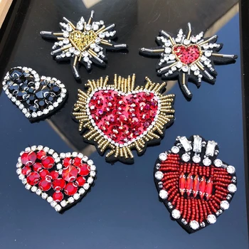 Cordão Em Applique Paillette coração de amor patches glitter Senti 3D Apliques para o vestuário Costura Suprimentos DIY de artesanato ornamento