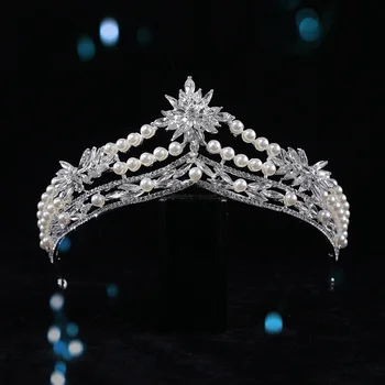 Cristal Banhado a Coroa Barroco Liga de Zinco cabelos de Mulheres jewerly de Casamento Branco de Cabelo Aro acessórios de cabelo de Noiva