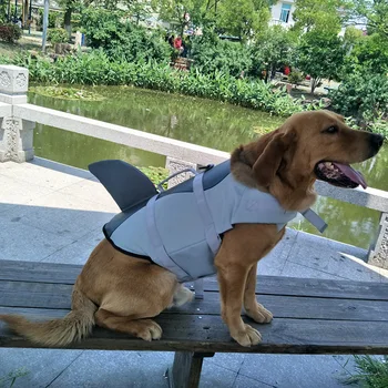 Cão de Vida Jaqueta Ripstop Cão salva-vidas Tubarão Coletes com Resgate de Lidar com Cão de Estimação de Segurança Maiô para Piscina, Praia, passeios de Barco