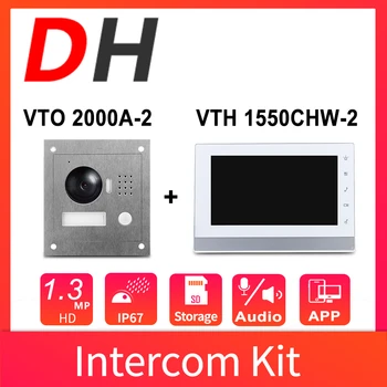 Dahua Original VTO2000A-2 VTH1550CHW-2 de 7 Polegadas 800*480 960P IP Kit de 2,8 mm Duplo-maneira de Áudio Alarme In/out 2 Portas Aplicativo de Controle Remoto