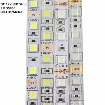 DC12V LED Strip 5050SMD 60LEDs/M DIY LED Flexível à prova d'água Luz RGB 5050 LED Fita Para o PLANO de Fundo da Decoração da Iluminação
