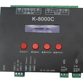 DC5V 12V 24V K-8000C Programável off-line DMX/SPI cartão SD LED pixel controlador RGB da cor completa diodo emissor de luz pixel tira de fita
