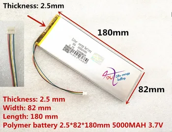 De alta qualidade 5 plugue do fio tablet bateria de polímero de 3.7 V bateria de 5000mah 2582180 grande capacidade frete Grátis