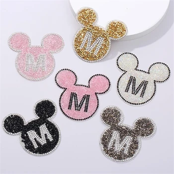 De Disney do rato de Minnie do Mickey do Cristal de rocha patches para a Roupa a Ferro na Apliques Emblema do Tecido Autocolante Acessórios