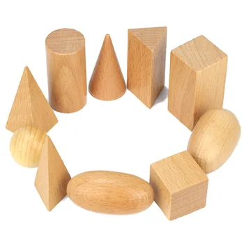 De madeira Sólidos Geométricos Formas 3-D Montessori de Aprendizagem, Educação Matemática Brinquedos Recursos para a Escola em Casa