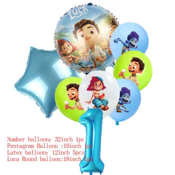 Disney Luca Balão Amizade Festa de Aniversário de Suprimentos Descartáveis 32polegadas número de Chuveiro do Bebê Kidsroom Decoração Menina Menino Faovr Presente