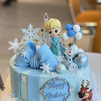 Disney Princess Congelados Tema de Decoração do Bolo de Anna e Elsa Bolo Topper para Crianças Meninas do Chuveiro de Bebê Festa de Aniversário de Decoração do Bolo de Suprimentos