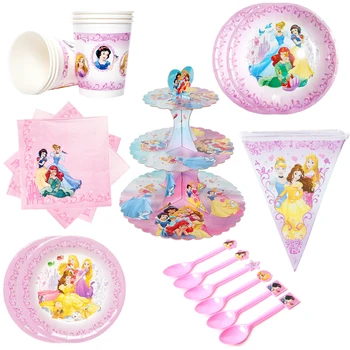 Disney Princess Snow Queen Tema DisposableTableware Festa De Aniversário, Decorações De Criança Menina De Festas Decoração De Mesa Definido