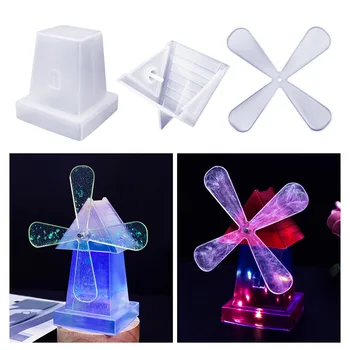 DIY Cristal de Resina Epóxi Molde do Rotary moinhos de vento Ornamento Molde de Silicone