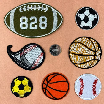 DIY Ferro Em Patch bordado de futebol e de basquete usado para decorar as crianças de estudantes do desporto T-shirts