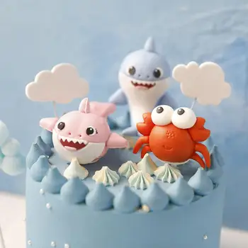 Dos desenhos animados de Animais do Mar Crab Cake Topper Decoração do Bolo de Aniversário Sereia Decoração para uma Festa Sereia de Suprimentos Sob o Mar Bebê Showr de Decoração do Bolo