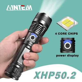 Dropshipping Mais Potente Lanterna LED Recarregável USB Tocha XHP50.2 Impermeável 5Modes Zoomable 26650 18650 Bateria Acampamento
