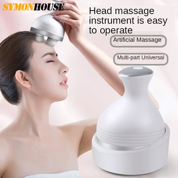Elétrica Cabeça Massager 3D Estéreo de Estresse couro Cabeludo Relaxar Massagem na Cabeça Ferramenta sem Fios Corpo à prova d'água Profunda do Tecido Amassar Massager