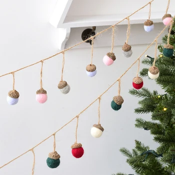 Enfeite de natal de Feltro de Lãs de Carvalho, pinhas DIY Pingente de Árvore de Natal Decorações para a Casa de Ano Novo Dom Crianças 6pcs