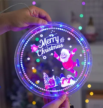 Festão Janela Lâmpada 3D Rodada de Suspensão de Luz com Música de Natal de Fadas Luz para a Casa de Parede de Festa de Ano Novo Decoração Navidad 2023