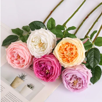 Flores artificiais imóveis de Luxo Toque de Rosa do Ramo para o Buquê de Noiva para Casa Sala de estar Tabela do Casamento Decoração Festa de Presente de Aniversário