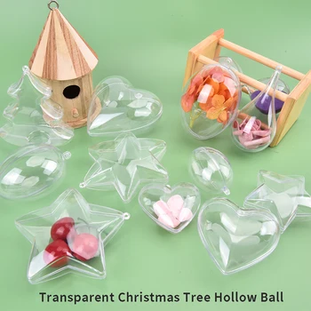 Forma De Coração Transparente De Plástico, Bola De Plástico Transparente De Artesanato Bola Formato De Coração Enfeites Para O Natal Decoração De Casamento