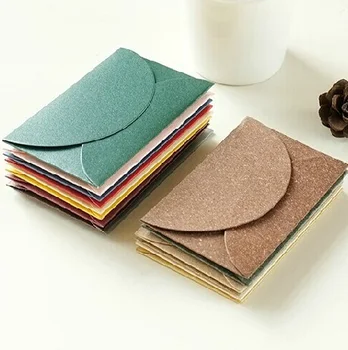 Frete grátis 100pcs Mini papelão, papel semi circular flip envelope Colorido Papel Kraft Envelopes Simples Amor Retro Envelope