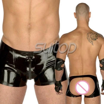 Frete grátis Suitop sexy de látex de borracha cueca cueca de látex boxer para homens