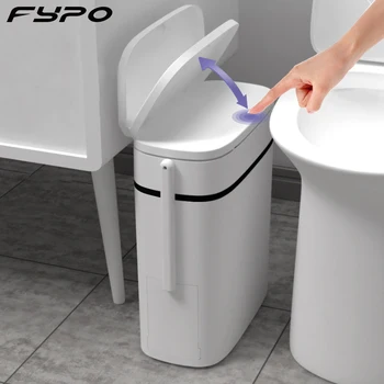 Fypo Casa De Banho De Balde De Lixo Conjunto Escaninho Waste Plástico Com Escova De Vaso Sanitário Do Banheiro Do Lixo Pressionando Tipo De Latas De Lixo
