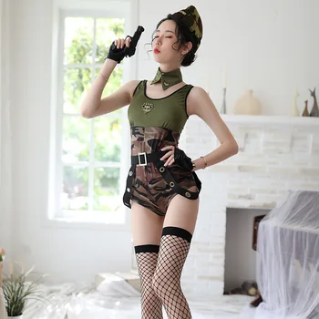 Garota Legal Soldado Do Exército De Costume Roleplay Policial Lingerie Sexy Vestido De Festa De Halloween Instrutores Militares Cosplay Uniforme