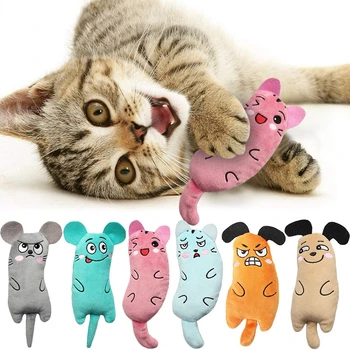 Gato de estimação de pelúcia brinquedo que contenha catnip animais forma brinquedo do gato gatinho de mascar limpeza oral boneca interativa do gato de boneca suprimentos para animais de estimação