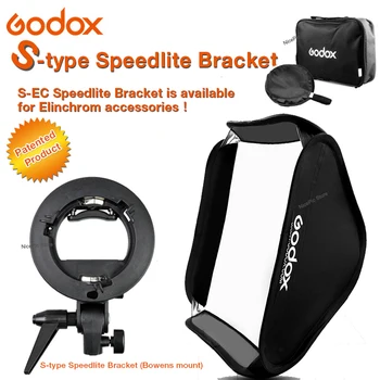 GODOX 40/50/60/80cm Softbox com S Tipo de Suporte Estável Elinchrom / Bowens de Montagem Flash de Montagem do Suporte Dobrável Kit Softbox