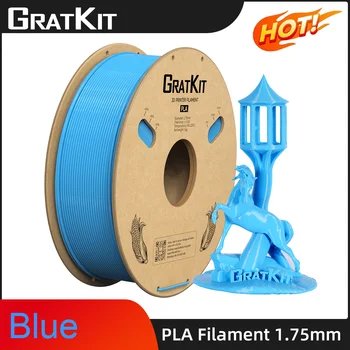 GratKit PLA Impressora 3D de Filamentos de 1KG, PLA Filamento de 1,75 mm, Impressão 3D de Filamento Azul