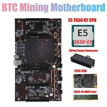 H61 X79 BTC Mineração placa-Mãe com E5 2630 V2 CPU+RECC 4G de memória Ram DDR3+24 Pinos Conector de+120G SSD de Apoio 3060 3070 GPU