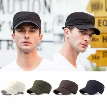 Homens Ajustável Simples Caps Vintage Exército Chapéu De Estilo Respirável Sunproof Casual Cor Sólida Tampa De Alta Qualidade