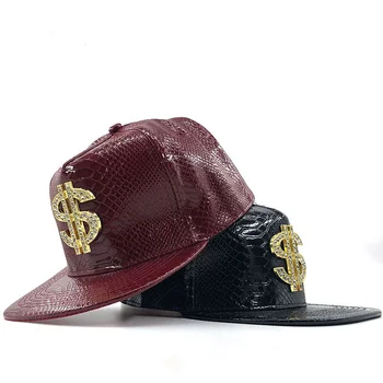 HotDoitbest Metal Dourado dólar estilo dos homens de Boné de Beisebol de hip-hop tampa de couro Regulável Snapback chapéu para homens e mulheres