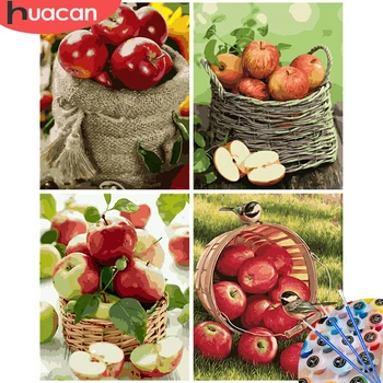 HUACAN Pintura a Óleo Por Números Apple Frutas Kit de Desenho Sobre a Tela, Arte de Parede pintado à mão Alimentos de Decoração de Casa de Presente DIY