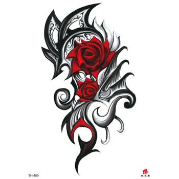 Impermeável da Etiqueta Temporária Tatuagem de Rosa Vermelha Dragão, Leão, Tigre, Animal Tatto Adesivos Flash Tatoo Falsas Tatuagens para Homens Mulheres