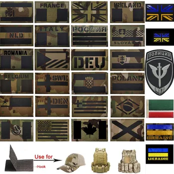 Infravermelho Refletor Patch Espanha França Alemanha América Israel Sinalizadores Militares Manchas na Roupa Tático Países Europeus Emblema