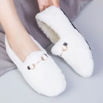 Inverno Mulheres Flats Conforto das Mulheres de Pele de veludo Sapatos da Moda coreano Bonito Sapatos de Bailarina Feminina Plataforma Mocassim Sapatos de Algodão