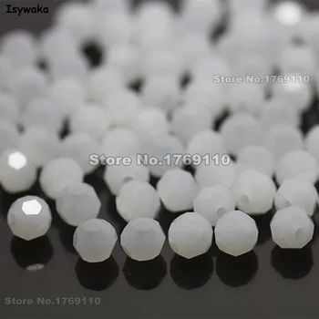 Isywaka Não hialino Cor Branca 100pcs 4mm Rodada Áustria Cristal Cordão da Bola de Esferas de Vidro Solto de Esferas Espaçador para Fazer a Jóia de DIY