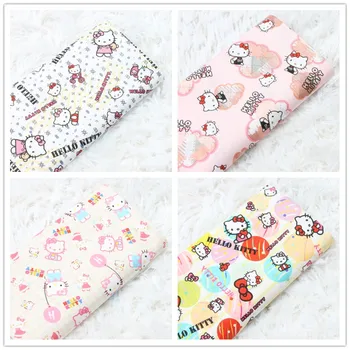 Japonesa Hello Kitty 100 Tecido De Algodão Para Costurar Roupas Hometextile Capa De Almofada Cortina De Retalhos De Material