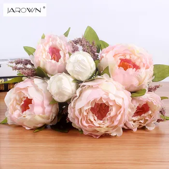 JAROWN 7 Cabeças/Monte Novo.Seda / Simulação / Artificial flor Peônia buquê de flores para o casamento, tabela de acessórios de decoração de casa