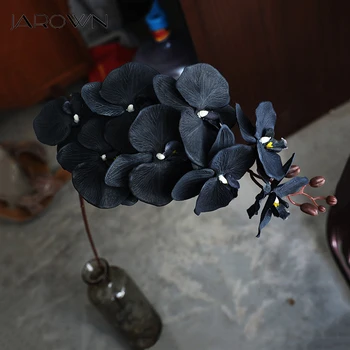 JAROWN Artificial Flor de Orquídea Borboleta Preta de Seda Phalaenopsis Para o Casamento de Natal, Decoração do Jardim de Vasos de Planta Falso