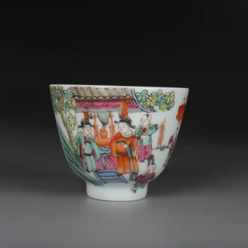 Jingdezhen de Cerâmica Antiga de Porcelana Xícara de Chá de Única Copa do Sino de Ouro da Copa pintados à Mão em tons Pastel Caracteres Antigos Padrão