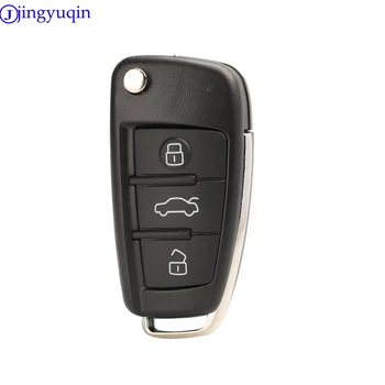 jingyuqin 10ps 3 Botão de Dobramento Remoto Flip Chave do Carro Caso Shell Fob Para a Audi A2 A3 A4 A6 A6L A8, Q7 TT Key Fob Caso de Substituição
