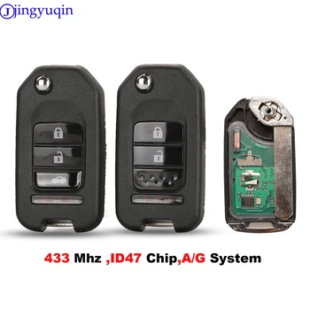 jingyuqin 433Mhz ID47 Chip A/G Sistema de 3/4 Botões Remoto Chave do Carro Para a Honda GREIZ Cívico da Cidade de XRV Vezel Chave Completa