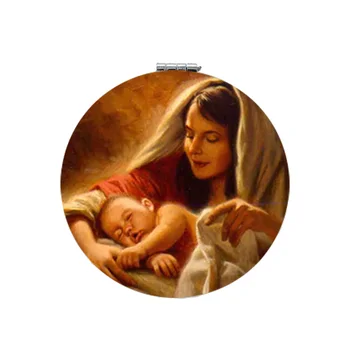 JWEIJIAO Virgem Maria, espelho para Maquiagem asa do anjo retrato espelho Compacto senhora do dom da Pintura a Óleo da obra-prima espejo MY01