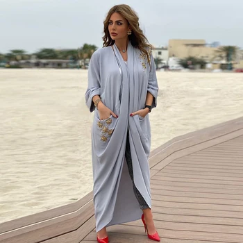 Kaftan Abaya Dubai, Turquia Hijab Muçulmano Fashion Kimono Casaquinho De Mujer Caftan Islã Abayas Para As Mulheres Americanas De Roupas Manto Femme