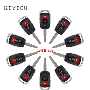 Keyecu 10 Peças Chave Shell para Prótons de cd, Entrada Sem chave Transponder 3 Botões Remoto Chave do Carro Caso de Cobertura Com Lâmina Esquerda