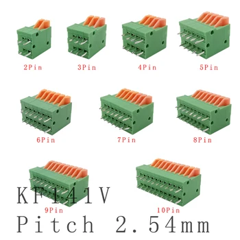 KF141V de 2,54 mm passo Reto Pin PCB Montado Primavera Screless Blocos de Terminais do Conector 2/3/4/5/6/7/8/9/10 P 150V 2A 26-20AWG
