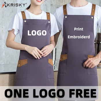 KRISKY Personalizável Vestuário de trabalho e uniformes de Cozinha Chef do Restaurante do Prego do Salão de Uniformes Personalizados Aventais Personalizados Impressão de Logotipo Bordado Avental