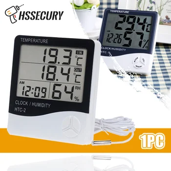 LCD Digital de Temperatura Medidor da Umidade da Casa Interior para o Exterior Eletrônica do Termômetro de Digitas Estação Meteorológica Com Despertador