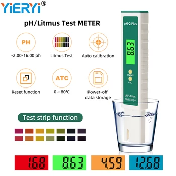 LCD Digital de Temperatura Medidor de PH Caneta -2.00-16.00 Decisivo Testador de Calibração Automática de Água Teste de Pureza de Medição para Aquário, Piscina